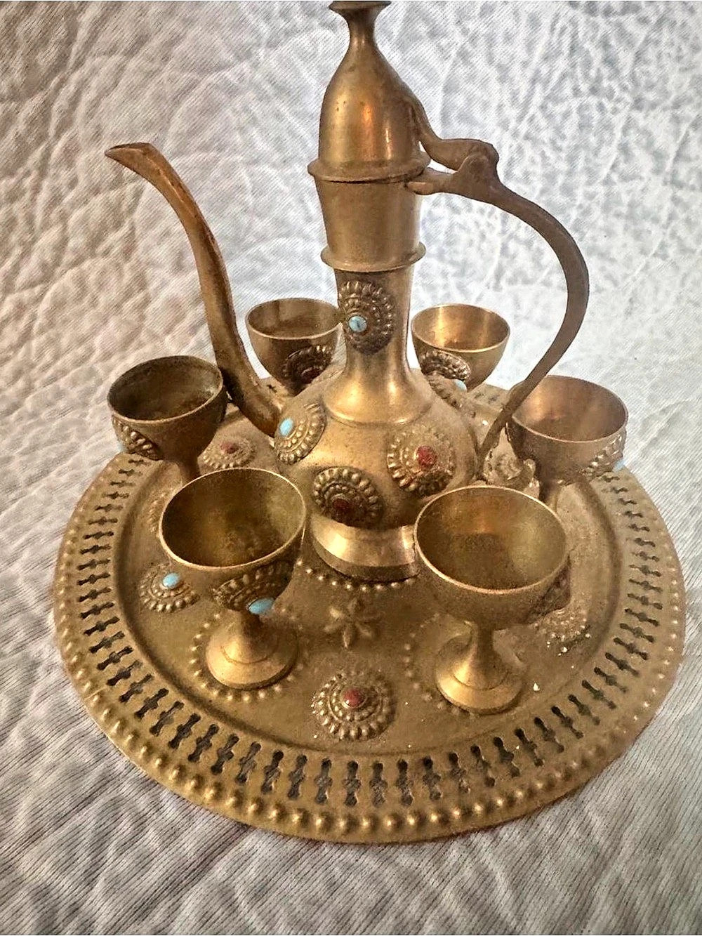 Vintage Brass Decorative Drinkware Set